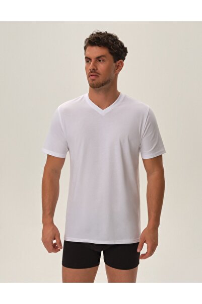Henderson Men's Classic T-Shirt 2-Pack Set V-Neck 100% Cotton Basic Undershirt Breathable | Aspire