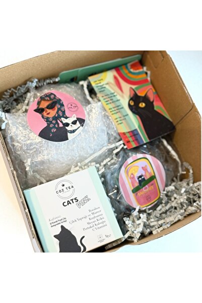 COZ TEA Kedi Sever Çay Sepeti - Elmas Boyama Hobi Bardak Altlığı