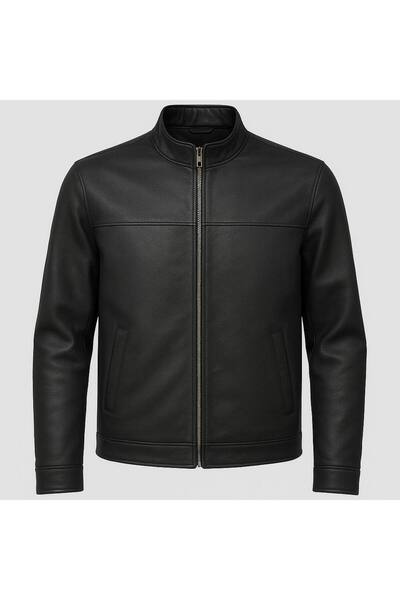 BASEL.CO Ανδρικό δερμάτινο μπουφάν εφαρμοστό - Απλό και κομψό