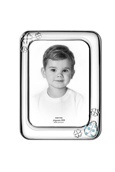 ClassGifts Silver Photo Frame Babies 9x13cm Ladybug Blue