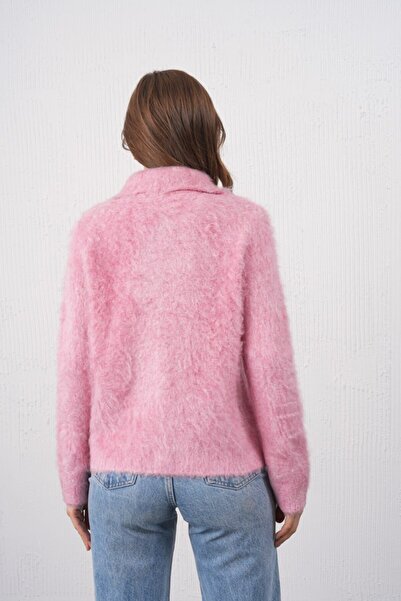 Miss Allos Women's Plush Knit Cardigan with Collar and Button Detail