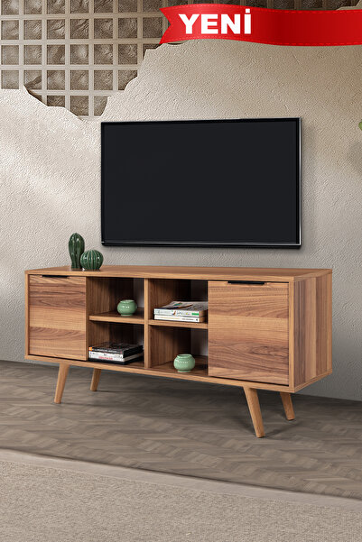 Evmo Home 3320 Sina 130 Cm ( AHŞAP AYAKLI , METAL KULPLU ) TV Ünitesi , Söğüt , Tv Sehpası , Salon