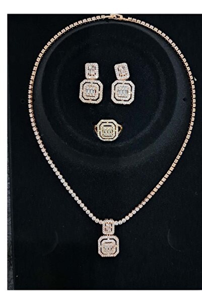 Generic طقم قلادة وأقراط جولاري - مربع