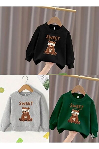 MORNİNG KİDS Φούτερ για κορίτσια-αγόρια 3-pack Crew Neck Sweet Bear με τύπωμα...