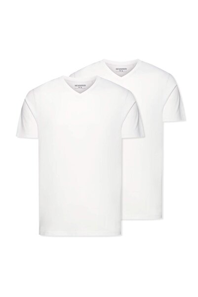 Henderson Men's Classic T-Shirt 2-Pack Set V-Neck 100% Cotton Basic Undershirt Breathable | Aspire
