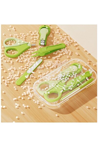 Flippy 4-in-1 Baby Nail Care Set, Flippy, Transparent Storage Case, 0-6 Years, 13.6x8x2 cm, Green