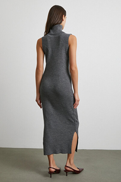 Never more Uzun Elbiseli Hırka Triko Takım Gri
