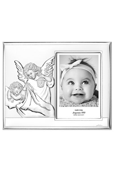 ClassGifts Silver Photo Frame 10x15 cm with Guardian Angel Icon