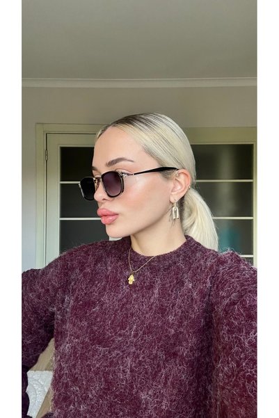 TomyHelf Round Gold Framed Metal Black Gradient Glasses Uv400 Protected Stylish Glass Sun