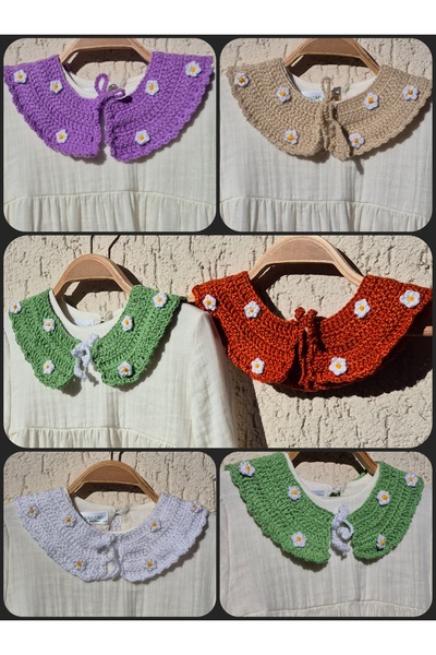 Nurul kisve BEYAZ EL ÖRGÜSÜ YAKA PAPATYA