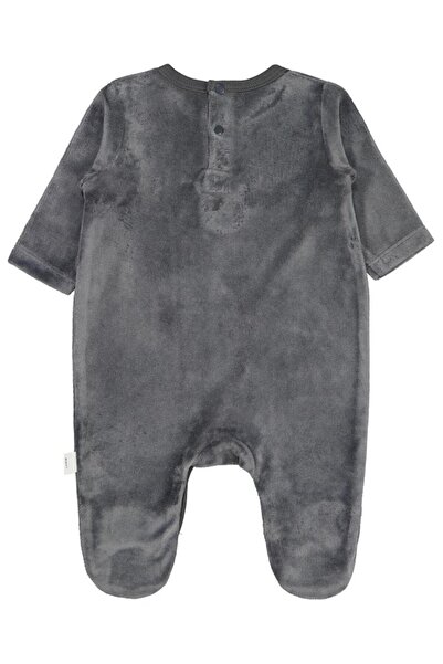 Civil Baby Sleepy Bear Teddy Bear Embroidered 1-9 Months Jumpsuit - Gray 6-9 Months