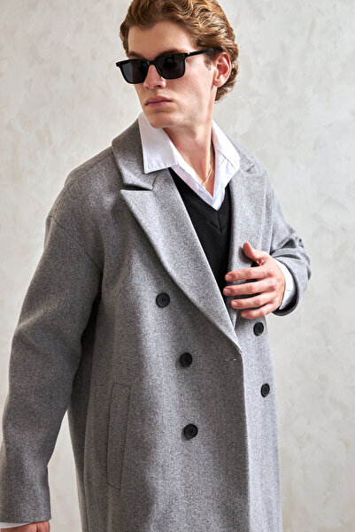 HYMAN Men's Oversized Lined Long Cashmere Coat