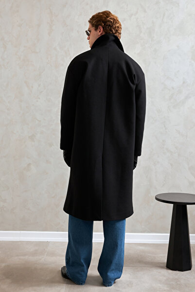 HYMAN Men's Oversized Lined Long Cashmere Coat