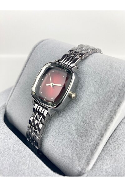 Mazzy Silver Inside Burgundy Women's Wristwatch