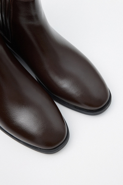 LUTVELIZADE Bot 2521 - Yanları Lastikli Bilek Boy Acı Kahve Kadın Bot