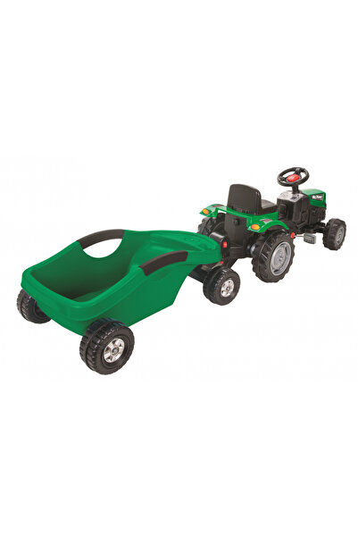 PİLSAN Big Trolley Green tractor with trailer, chain transmission, steering wheel with horn, adjustable seat, spa