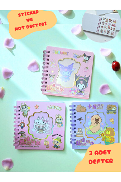 ALLStore CAPYBARA-KROMİ-LABUBU STİCKER NOT DEFTERİ 3'LÜ SET ( TOPLAM 21 SAYFA...