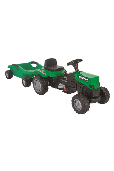 PİLSAN Big Trolley Green tractor with trailer, chain transmission, steering wheel with horn, adjustable seat, spa