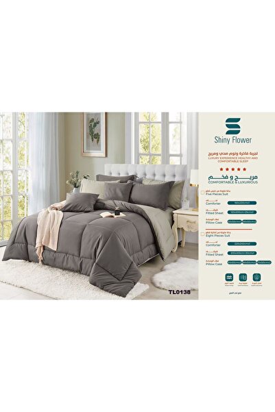 ShinyFlower Winter Comforter Set with Fixed Cotton Filling, Microfiber Fabric, 8 Pieces, Double Size 240x220 cm