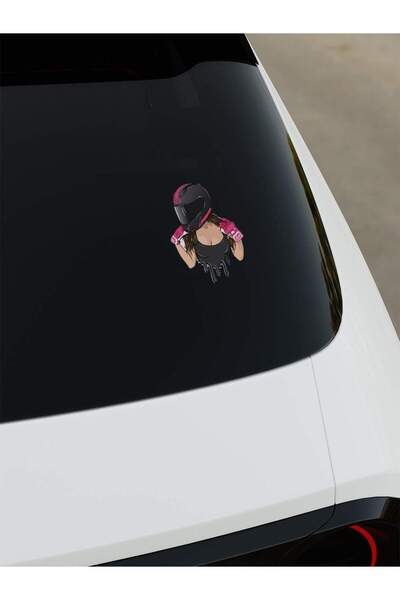 OkyayWorks Motor Kız Dijital Baskı Sticker- Araba-Motosiklet Etiket Sticker