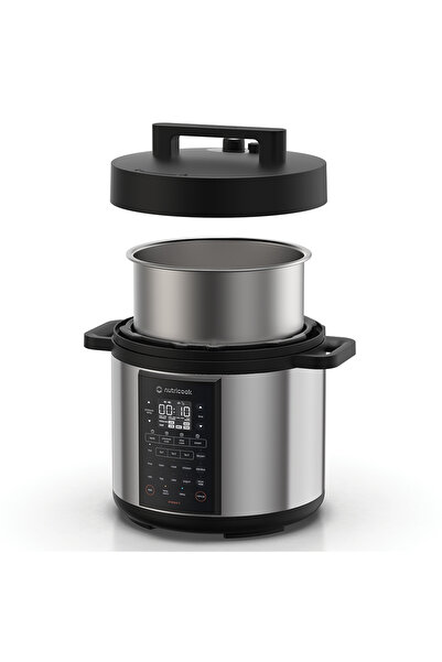 Nutricook Smart Pot 3, 1200 Watts Electric Pressure Cooker, Rice Cooker, Steamer, Yogurt Maker, 6L, Silver