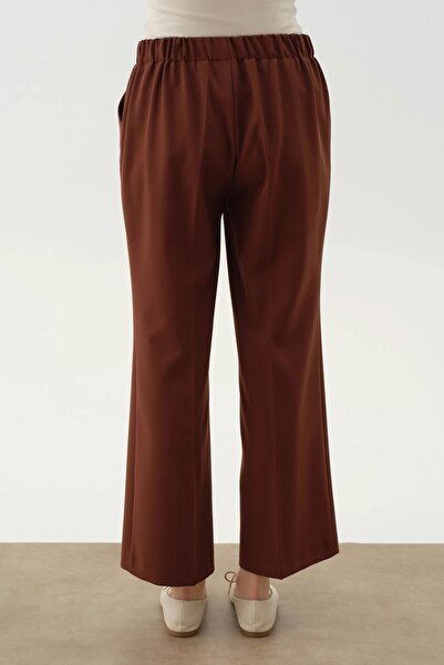 Tuğba Beli Lastikli Culotte Pantolon - Kahve