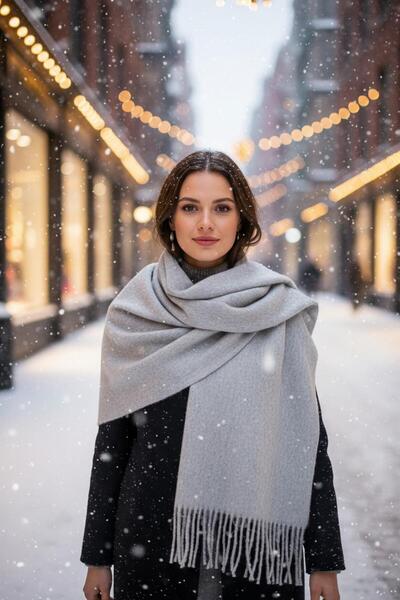 Eke Tekstil Şal cu ciucuri cu textura moale