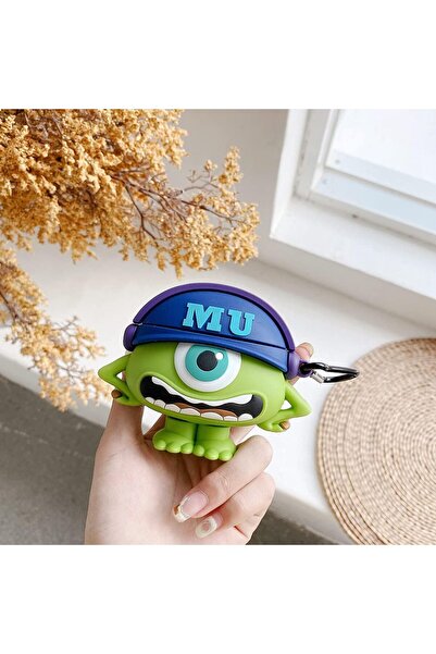 AirPods Pro 3. Nesil Uyumlu Sevimli Canavar Mike Wazowski Figürlü Darbe Önleyici Kulaklık Kılıfı