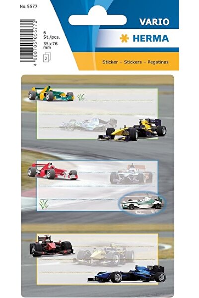 Herma Etichete școlare, Masini de curse, 76x35mm, 6 bucăți