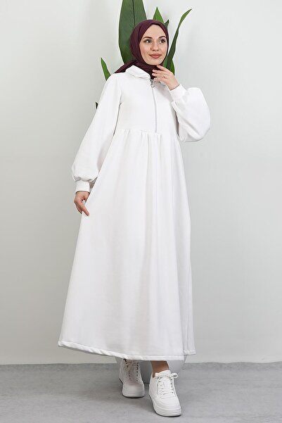 GİYZAMİLA Ilayda Zipper Dress White