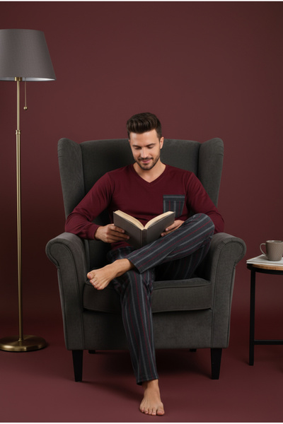 Bravie Luxury Thermal Men's Pajama Set 9732 Claret Red