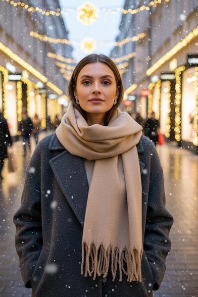 Eke Tekstil Şal cu ciucuri cu textura moale