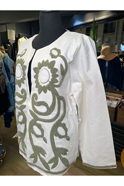 By-esq Women's Embroidered Long Sleeve Special Design Cotton Jacket