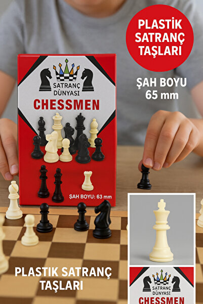 TOYFEST Satranç Dünyası 32 Parça Plastik Satranç Taşı Seti – Dayanıklı, 65 mm...