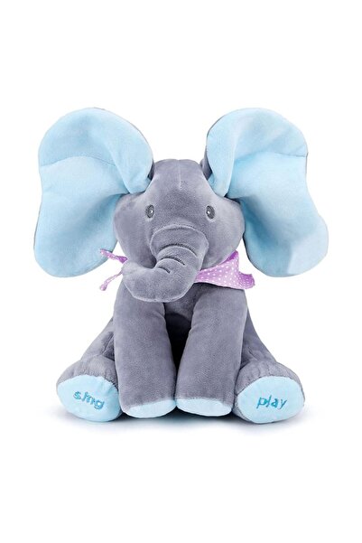NEXTLY Enchanting Interactive Peek-a-Boo Elephant Plush, Singing & Engaging, Ages 3+, 33cm, Blue
