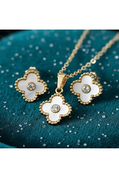 KEVSA Jewelry Set colier și cercei Alhambra din oțel inoxidabil - LPD1493