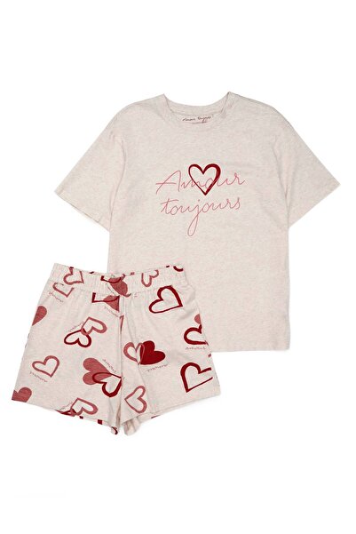 Henderson Women's Short Pajama Set Shorts & T-Shirt Heart Pattern Cotton & Viscose Comfortable | Amour