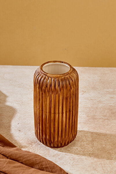 Akkoyunlu home Çizgili Yıldız Modern Dekoratif Pinterest Vazo Seramik Dekorasyon Çiçeklik Vazo Kahve