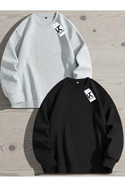 Karatopak 2'li επένδυση fleece Φούτερ με λαιμόκοψη oversized Unisex