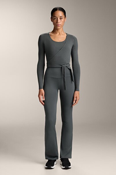 Oysho Rib cotton blend wrap top