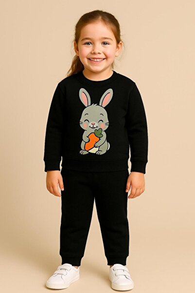 playwear Σετ φόρμας με στάμπα κουνελιού που τρώει καρότα, για ηλικίες 3-4-5-6...