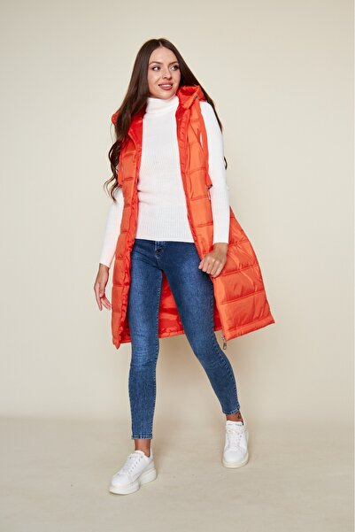 comstar Жіночий зимовий довгий червоний пуховик з капюшоном