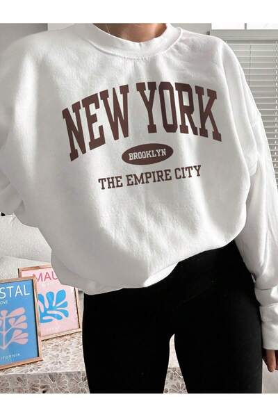 Flaubert -Women's New York Printed Sweatshirt 3-Ply Oversize Cut