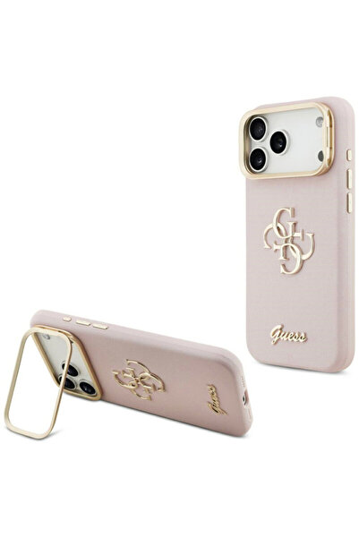 Guess original case for iPhone 17 Pro Max Grained Big 4G Stand Camera, pink (GUHCP17XPCS4GSP)
