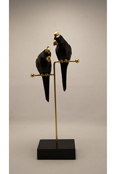 Pat Aksesuar Dal Üstünde İki Kuş Dekoratif Biblo