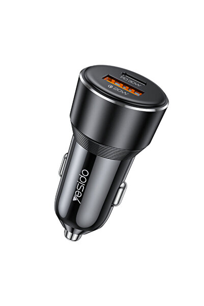 Yesido Car charger with aluminum casing 50W Y64, black