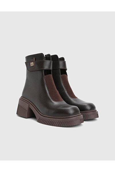 İLVİ Mussy Genuine Leather Brown Women's Boots