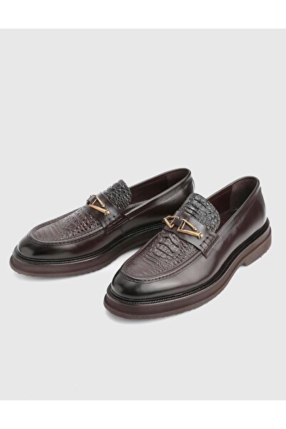 İLVİ Lufin Genuine Crocodile Leather Brown Men's Loafer