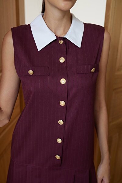 RAVİ Davina Çizgili Klasik Elbise