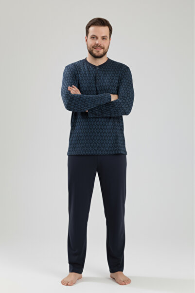 Bravie Men's Plus Size Pajama Set 9751 Navy Blue